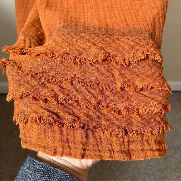 Free People Sunday Stroll Maxi Dress smocked oversized Small Burnt Clay Combo - Picture 12 of 14